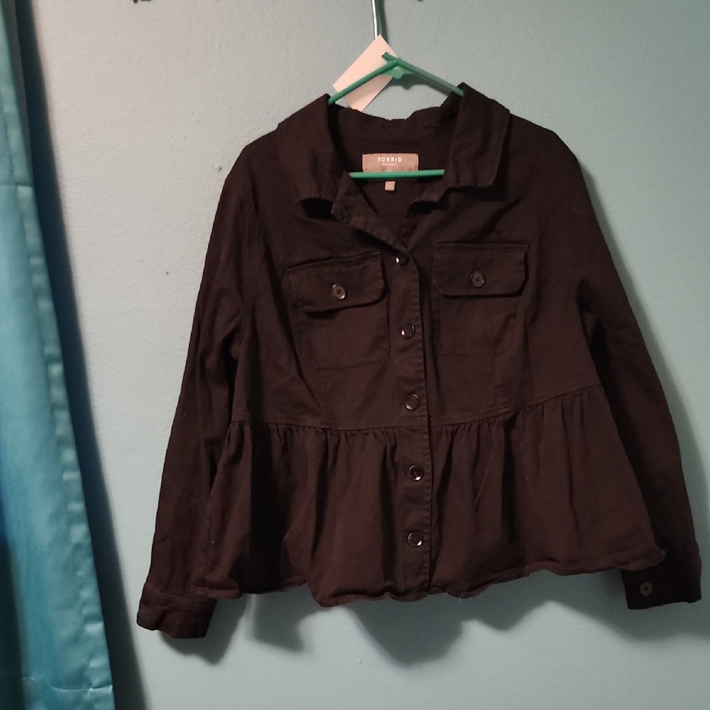 Torrid Black Peplum-Style Jean Jacket